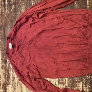 Men's Cotton/Cashmere Sweater, V-Neck (Red/Medium)